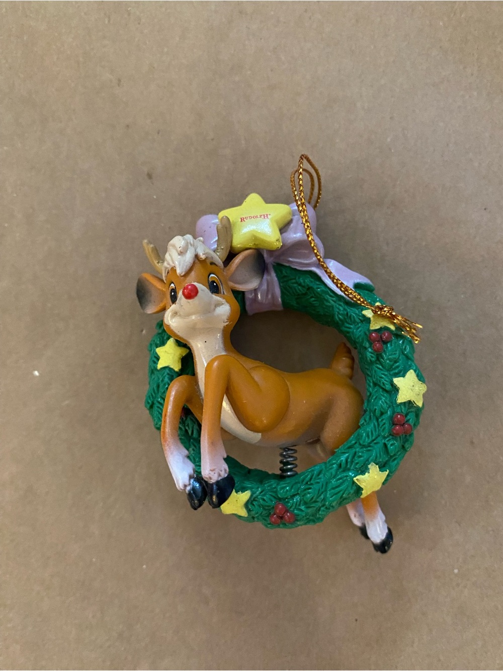 Rudolph The Reindeer Christmas Wreath Ornament Vintage 1998 Nostalgia cartoon